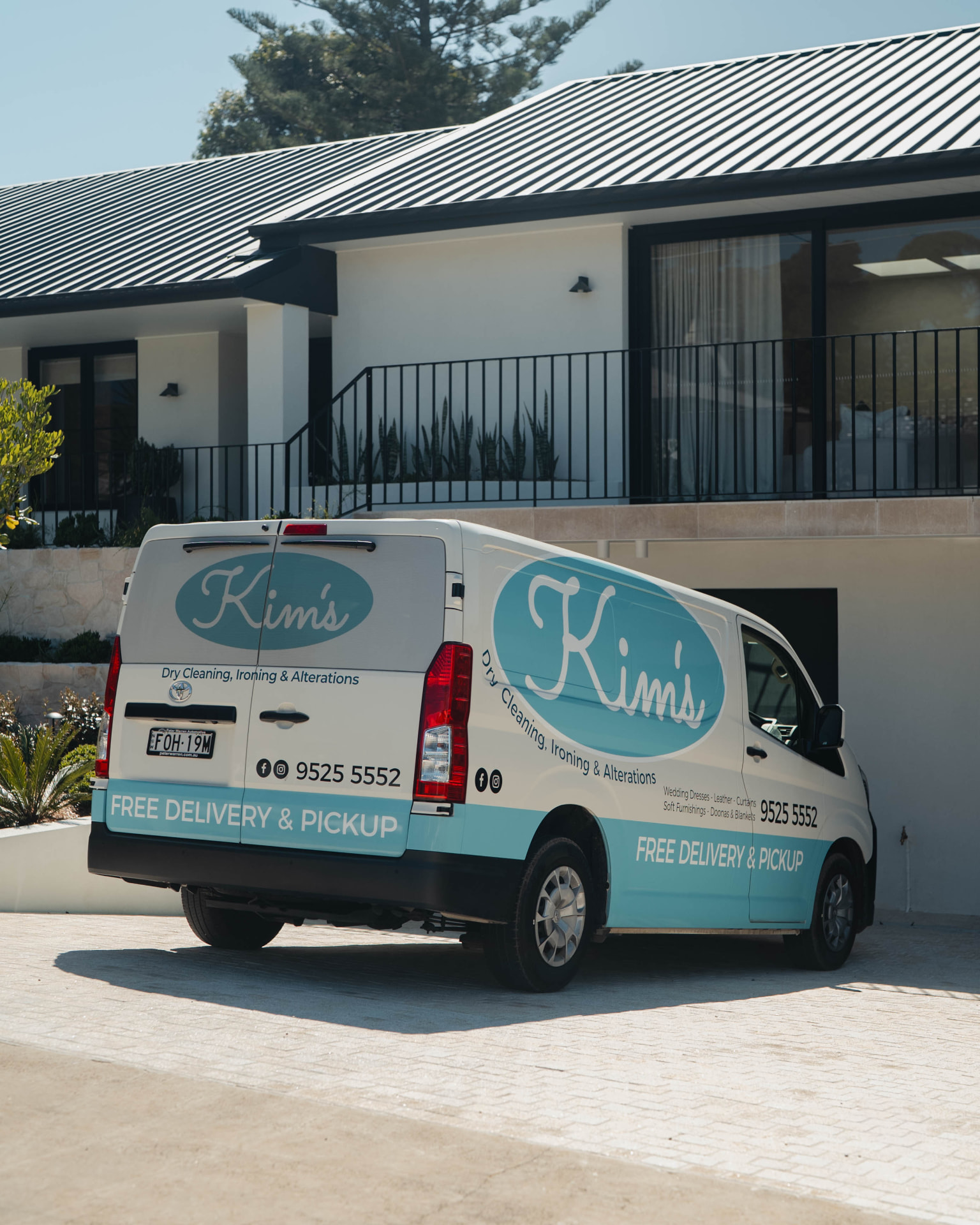 The Kim’s Dry Cleaning delivery van parked outside a home in the Sutherland Shire